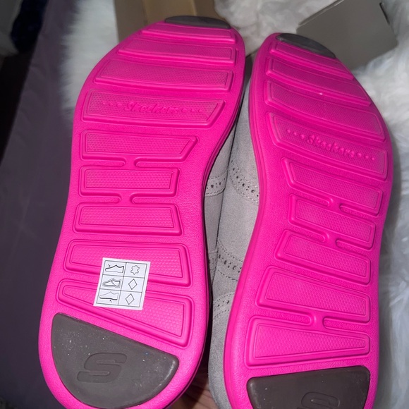 Skechers Women Groove Lite Taupe Pink Leather Suede Wing Tip Oxford Shoes Sz 10 - Picture 6 of 7